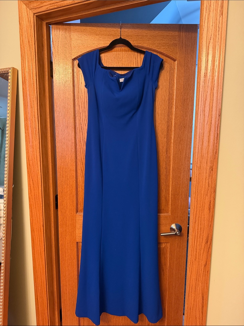 Calvin Klein Royal Blue Cap-Sleeve Maxi Dress